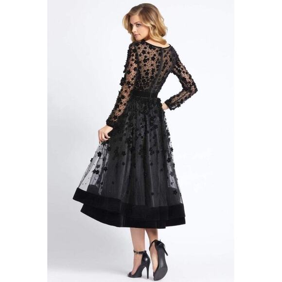 B69 Mac Duggal Dress Womens 2 Sheer Floral Audrey Hepburn Old Hollywood Wedding - Picture 2 of 10